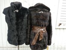 В НАЛИЧИИ! Норковая Шуба с капюшоном - степная НОРКА (поперечка) Рукав съемный. Длина 75 см. Размеры: с 42 по 52